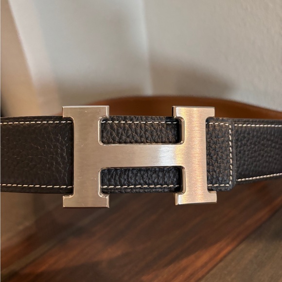 H belt buckle & Reversible leather strap 32 mm